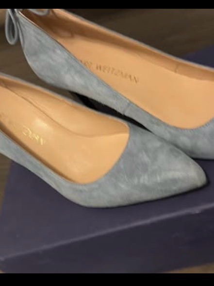 Stuart Weitzman Light Gray Suede Pointed-Toe Pumps